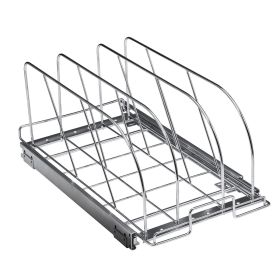 VEVOR Pan and Pot Rack, Expandable Pull Out Under Cabinet Organizer, Cookie Sheet Baking Pans tray Organization, Adjustable Wire Dividers, Steel Lid H