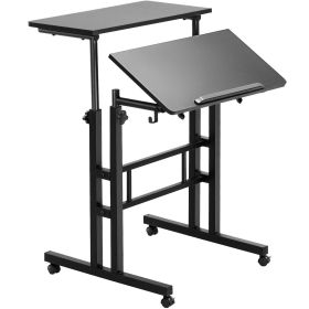 VEVOR Mobile Standing Desk, 26.4"-44.9" Gas-Spring Height Adjustable Sit-Stand Desk, Home Office Rolling Laptop Table 360° Swivel Wheels (4 Lockable)