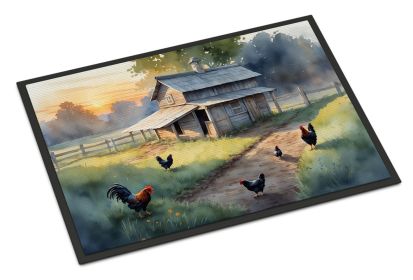 Chicken Coop at Dawn Doormat Front Door Mat Indoor Outdoor Rugs for Entryway, Non Slip Washable Low Pile, 24H X 36W