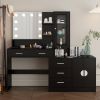 Large Makeup Vanity with Lights, Vanity Table with Charging Station, Vanity Desk with Mirror and 10 LED Light Bulbs, Makeup Table with Drawers and Sto