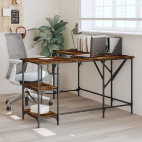 Desk Smoked Oak 54.7"x54.7"x29.5" Engineered Wood