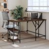Desk Brown Oak 54.7"x54.7"x29.5" Engineered Wood
