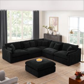 6-Seats Modular L-Shaped Sectional Sofa with Ottoman,10 Pillows, Oversized Upholstered Couch w/Removabled Down-Filled Seat Cushion for Living Room