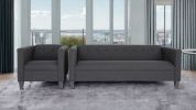 Bennet Black Chair and Sofa Set for Living Room, Modern Décor Couch Sets for Living Room, Bedrooms with Solid Wood Frame (Polyester Nylon)