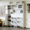 [VIDEO provided] ON-TREND Multifunctional Tipping Bucket Shoe Cabinet with Storage Shelf & 6 Flip Drawers, Large Hall Tree with Tempered Glass Doors