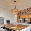 Boho Hemp Rope Pendant Light, Hand-Woven Jute Hanging Lamp with Adjustable Chain, Natural Rope Shade Ceiling Light Fixture for Kitchen Island, Dining