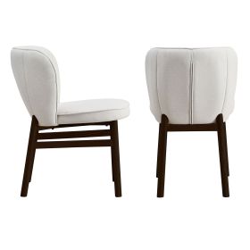 Ash Wooden Frame Upholstered Shell Dining Chairs set of 2,Modern Armless Chairs Comfor Kitchen Chairs for Living Room,Restaurant