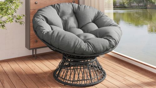 41.5" Ergonomic Wicker Chair with Cloud Thick Density Fabric Cushion,3-proof Cover,High Capacity Iron Frame,Fluid 360 Degree Swivel for Reading