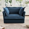 Slip-covered Armchair with 1 Big Back Cushion and 2 Big Toss Pillows, Single Deep Seat Comfy Single Couch Sofa Multiple Large Soft Pillows
