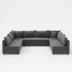 [Video]116*86'' Modular Sectional Sofa,Reversible U Shaped Chenille Couch Set,Free Combination,Minimalist Style Indoor Furniture