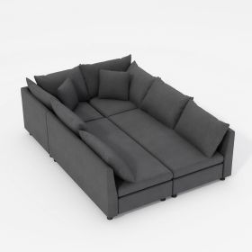 [Video]86*60'' Modular Sectional Sofa Bed,Chenille Couch Set with Pillows,Free Combination,Minimalist Style Indoor Furniture