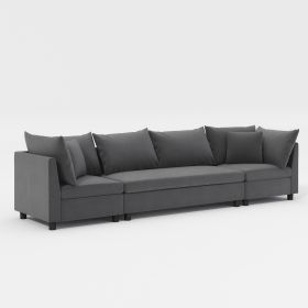 [Video]116*30'' Modern Modular Sectional Sofa,Oversized 4 Seat Chenille Couch Set with 4 Pillows,Minimalist Style Indoor Furniture