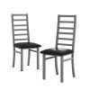 Metal Dining Chairs Set of 2, Steel Legs and PU Leather Seats, High Back Armless Dining Chairs, for Kitchen, Living Room, Grey