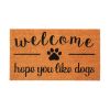 Coir Doormat Front Door Mat with Non Slip PVC Backing Printed Indoor Outdoor Mats for Home & Office Entrance Mats with Hope You Like Dogs Print 30x17