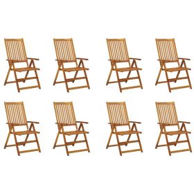 Folding Patio Chairs with Cushions 8 pcs Solid Acacia Wood