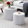 Round Coffee Table Set of 2, Nesting Coffee Tables for MDF with veneer .for living room,office,bedroom,Natural, 4Colors WHITE