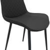 Black PU Leather Dining Chair with Metal Legs, Chequer Upholstered Armless Chair Set of 4 for Kitchen, Restaurant, Living, Meeting Room