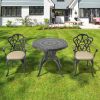 (Cushions In Random Colors)3-Piece Set Of Cast Aluminum Patio Furniture With Cushions