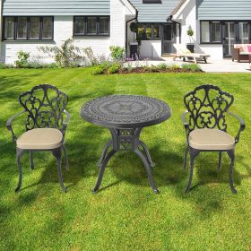 (Cushions In Random Colors)3-Piece Set Of Cast Aluminum Patio Furniture With Cushions