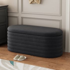 Storage Chenille Ottoman Bench Upholstered Fabric Storage Bench End of Bed Stool with Safety Hinge for Bedroom, Living Room, Entryway, Closet(40-inch