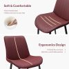 Wine Red PU Leather Dining Chair with Metal Legs, Wave Pattern Upholstered Armless Chair Set of 4 for Kitchen, Restaurant, Living, Meeting Room