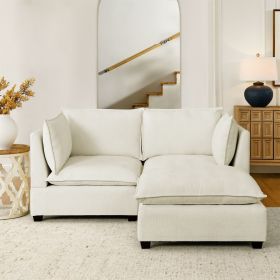 Comfy Cloud Couch loveseat with Ottoman, Modern Chenille Love Seat Upholstered Modular Couch Sleeper for Living Room, Apartment, Studio