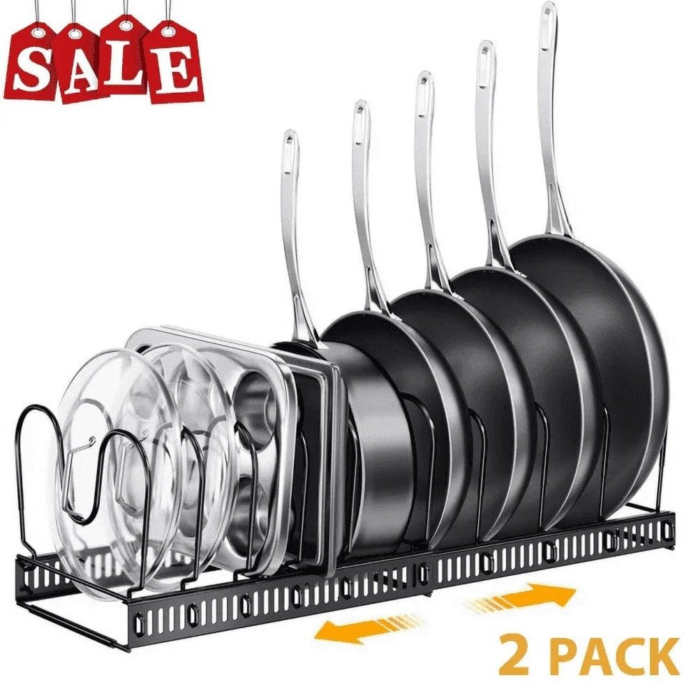 2 Pack Expandable Pot Lid Rack Organizer, Pans Organizer Rack, Pots and Pans Organizer Rack Cookware Set Organizer 2 Pack Expandable Pot Lid Rack Organizer, Pans Organizer Rack, Pots and Pans Organizer Rack Cookware Set Organizer