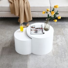 Coffee Tables,MDF with ash/oak/walnut veneer side table/coffee table/end table/nesting table set of 2 for living room,office,bedroom, White, 2Colors