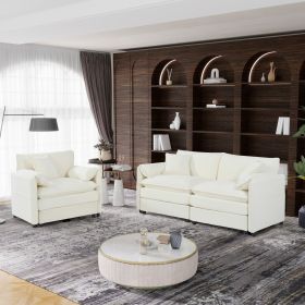 Deep Seat Luxury 2 Piece Loveseat Couch & Sofa Armchair Set