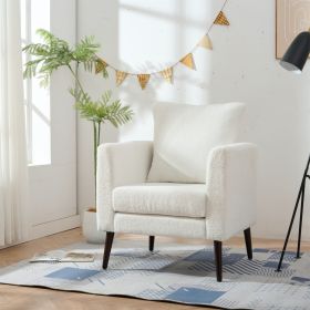 Teddy Fabric Accent Chair, Fabric Armchair Club Chair,Barrel Chair,Upholstered Arm Chair with Solid Wood Legs,Waist Pillow