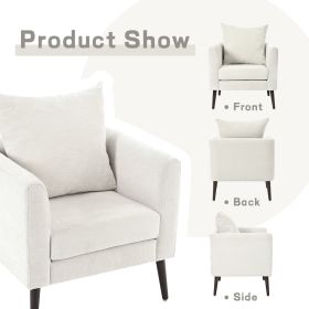 Barrel Chair, Chenille Accent Chair, Fabric Armchair Club Chair,Upholstered Arm Chair with Solid Wood Legs,Waist Pillow