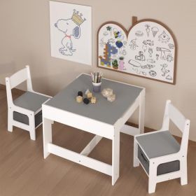 Kids Table and Chair Set, 3 in 1 Wooden Activity Table with Storage Drawer for Toddlers Drawing, Reading, Crafts, 2 in 1 Detachable Tabletop Table Set