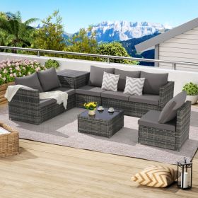 6 Pieces Patio Furniture Set,Outdoor Woven Sectional L- Shaped Patio Furniture