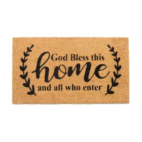 Welcome Doormats Natural Coco Coir Mats with Non Slip PVC Backing Indoor Outdoor Mats for Home & Office Mats for Door with God Bless This Home Print B