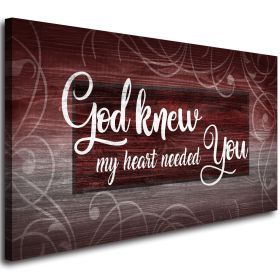 Canvas Wall Art for Living Room,God Knew My Heart Needed You Quote Painting,Canvas Prints Vintage Picture Framed Artwork for Bedroom Couples Home Wall