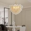 27.5-Inch Gold Pendant Light Chandelier with Threaded Clear Glass Globe Shade â€“ Adjustable Height, Ideal for Living Room, Dining Room, Kitchen (No B