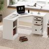 57.68" Modern L Shaped Executive Desk with 2 Storage Cabinets and 3 Drawers,Corner Writing Desk,Office Desk Furniture
