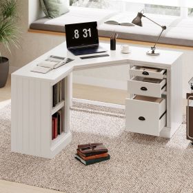 57.68" Modern L Shaped Executive Desk with 2 Storage Cabinets and 3 Drawers,Corner Writing Desk,Office Desk Furniture