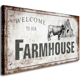 Canvas Wall Art for Farmhouse Wall Decor,Rustic Wall Art,Welcome To Our Farmhouse Sign Prints Painting Artwork Farm Themed Picture for Living Room Ent