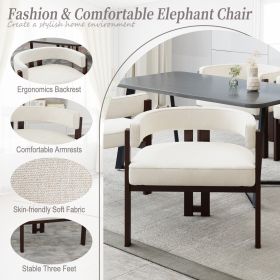 COOLMORE Modern Accent Chair Teddy Upholstered Armchair with Open Back 3 Legs Barrel Dining Chair Comfy Side Chair for Living Room/Bedroom/Dining Room