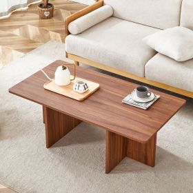 44.8 Inch Walnut Wood Grain MDF Coffee Table - Modern Luxury