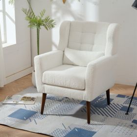 Modern Accent Chair,Teddy Fabric Living Room Chairs Comfy Reading Chair,Mid Century Accent Chair