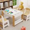 Kids 2 in 1 Play Table & 2 Chairs Set,with 7 Storage Compartments,Compatible with LEGO Building Block,Modern Activity Learning Table Game Furniture-Wh