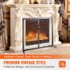 VEVOR Fireplace Screen 1 Panel with Door, Sturdy Iron Mesh Fireplace Screen, 39"(L) x31.6"(H) Spark Guard Cover, Simple Installation, Free Standing Fi