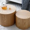 Round Coffee Table Set of 2, Nesting Coffee Tables for MDF with veneer .for living room,office,bedroom,Natural, 4Colors NATURAL