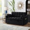 4 in1 Loveseat Sofa Bed with Armrests & Storage Pockets, Multi-Function Tufted Pull-out Sofa Bed with Adjustable Backrest and Pillows