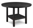 5-Piece Contemporary Dining Set Counter Height Round Table Charcoal Black Gray Finish Upholstered Chairs Wooden Solid Wood Dining Room Kitchen Furnitu