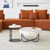Morden Marble Nesting Table, Round Coffee Table Set of 2 End Table for Living Room,Stacking Side Tables, for Living Room Bedroom