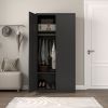 Metal Armoire Wardrobe Cabinets,70" Black Locker Steel Wardrobe Bedroom Storage Cabinet with Doors and Hanging Rod, Clothes Closet for Home