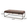 Upholstered Metal Ottoman Bench, Brown, Suede